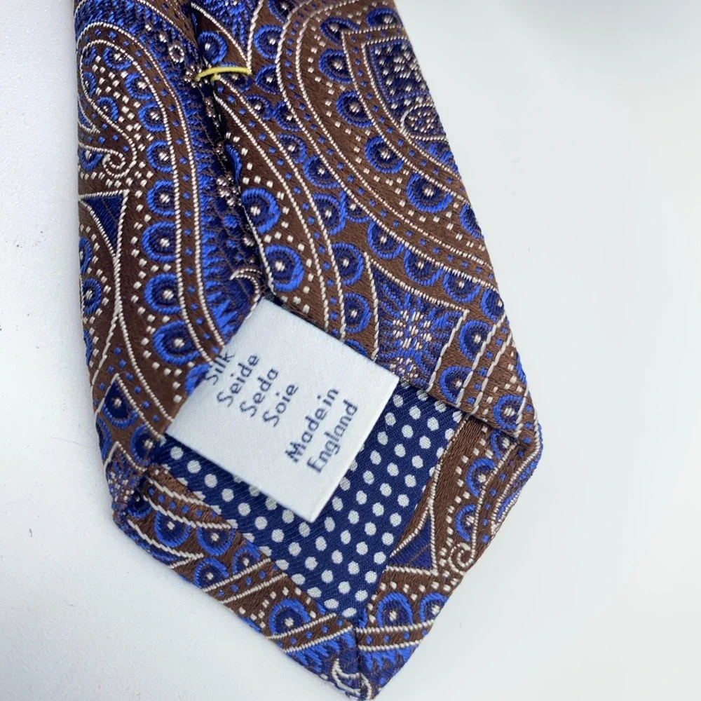 Eton Tie‎ Mens One Size Multi Paisley Silk Classic Luxury Necktie England Made